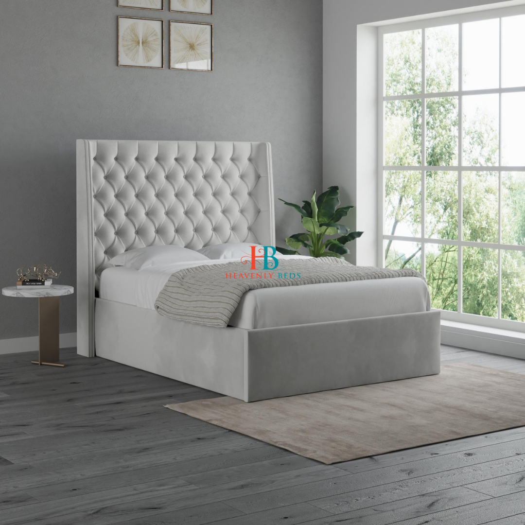 Luxury wingback storage bed frame