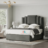 Oxford Divan Drawer Storage Bed Frame in grey plush velvet