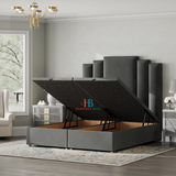 Ottoman Divan Bed in grey plush velvet