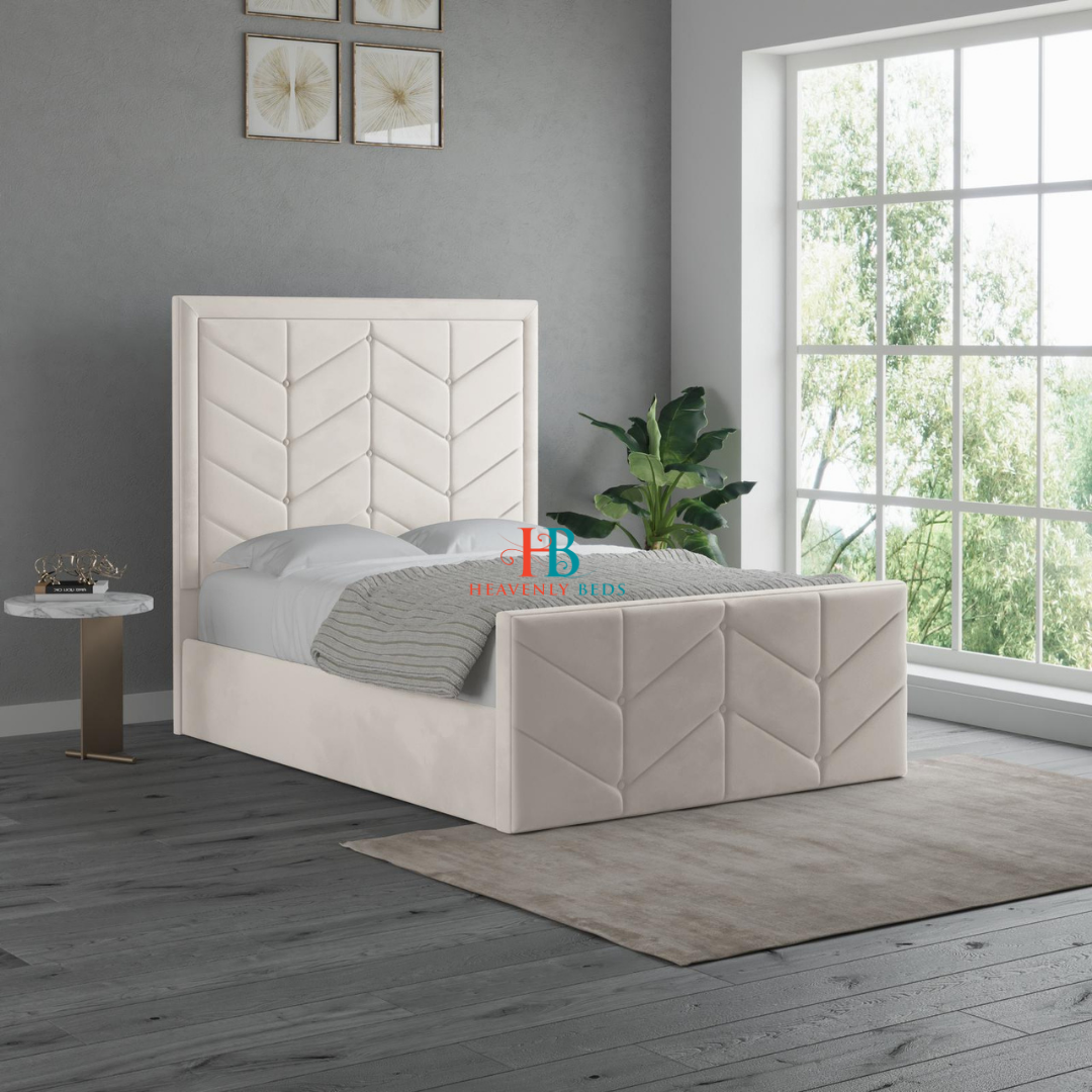 Upholstered bed frame with storage options