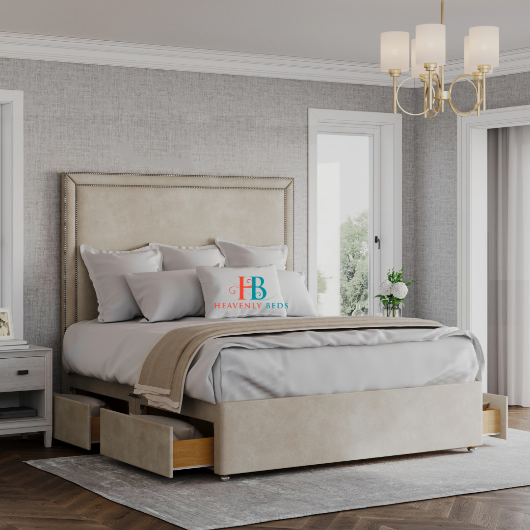 luxury divan bed frame in cream naples
