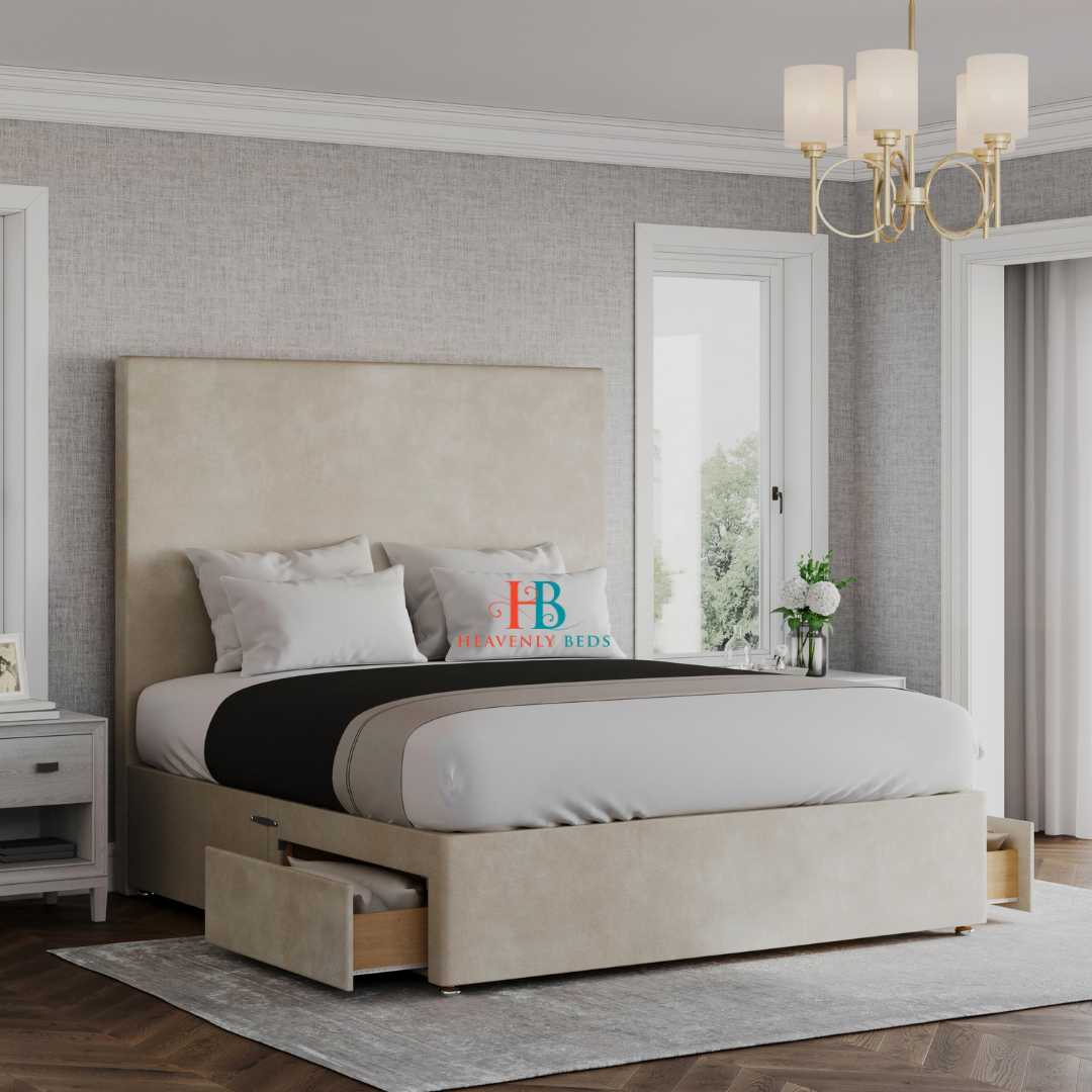 storage bed frame with drawers in cream naple