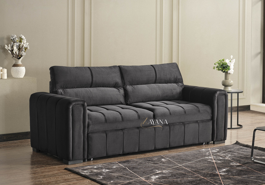 Amani 3 Seater Sofa Bed + 2 Seater Storage Sofa 3+2 Black