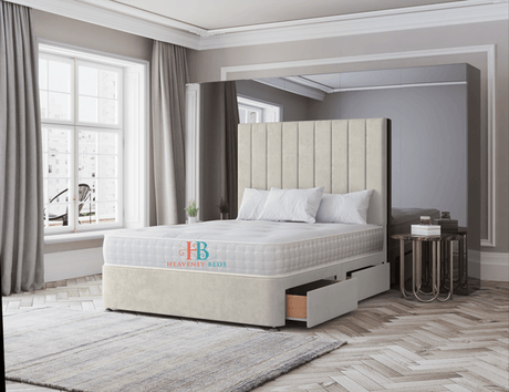 Scarlett Panel Divan Bed Set - Cream Plush Velvet