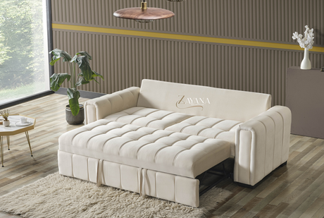 Reem 3 Seater Sofa Bed + 2 Seater Storage Sofa 3+2 Cream