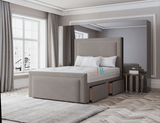 Divan Bed with 4 drawers in cream plush velvet
