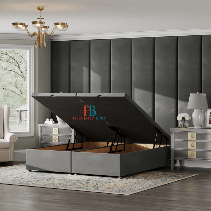 Grey wall panel - Ottoman Bed Frame