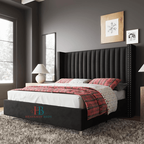 Wingback bed frame with 65" Tall Headboard