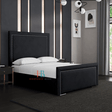 Black bed frame with studded border in king size
