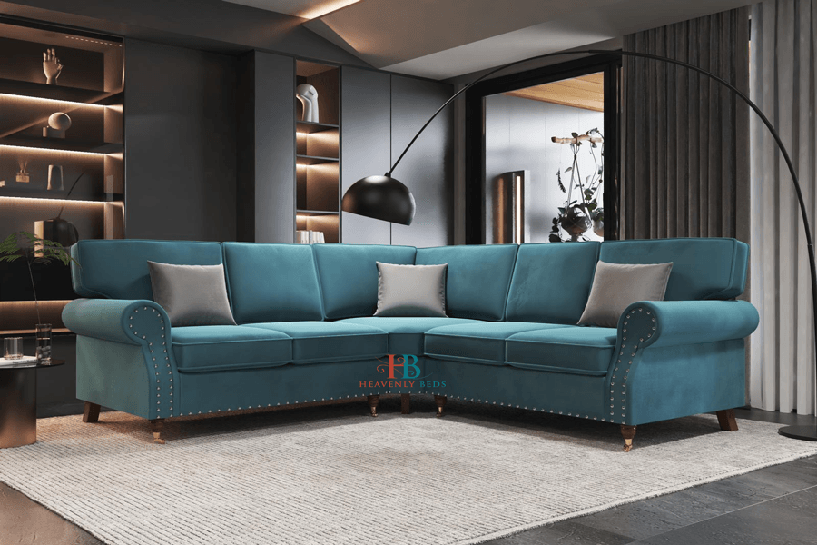 Valencia Teal Fabric Corner Sofa