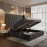Luxury grey Wingback bed frame - storage bed