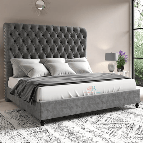 sleigh bed kingsize grey naples