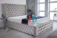 Luxury Upholstered King size Bed Frame - Grey Velvet