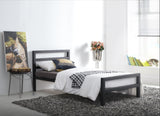Metal bed frame with straight edges in black