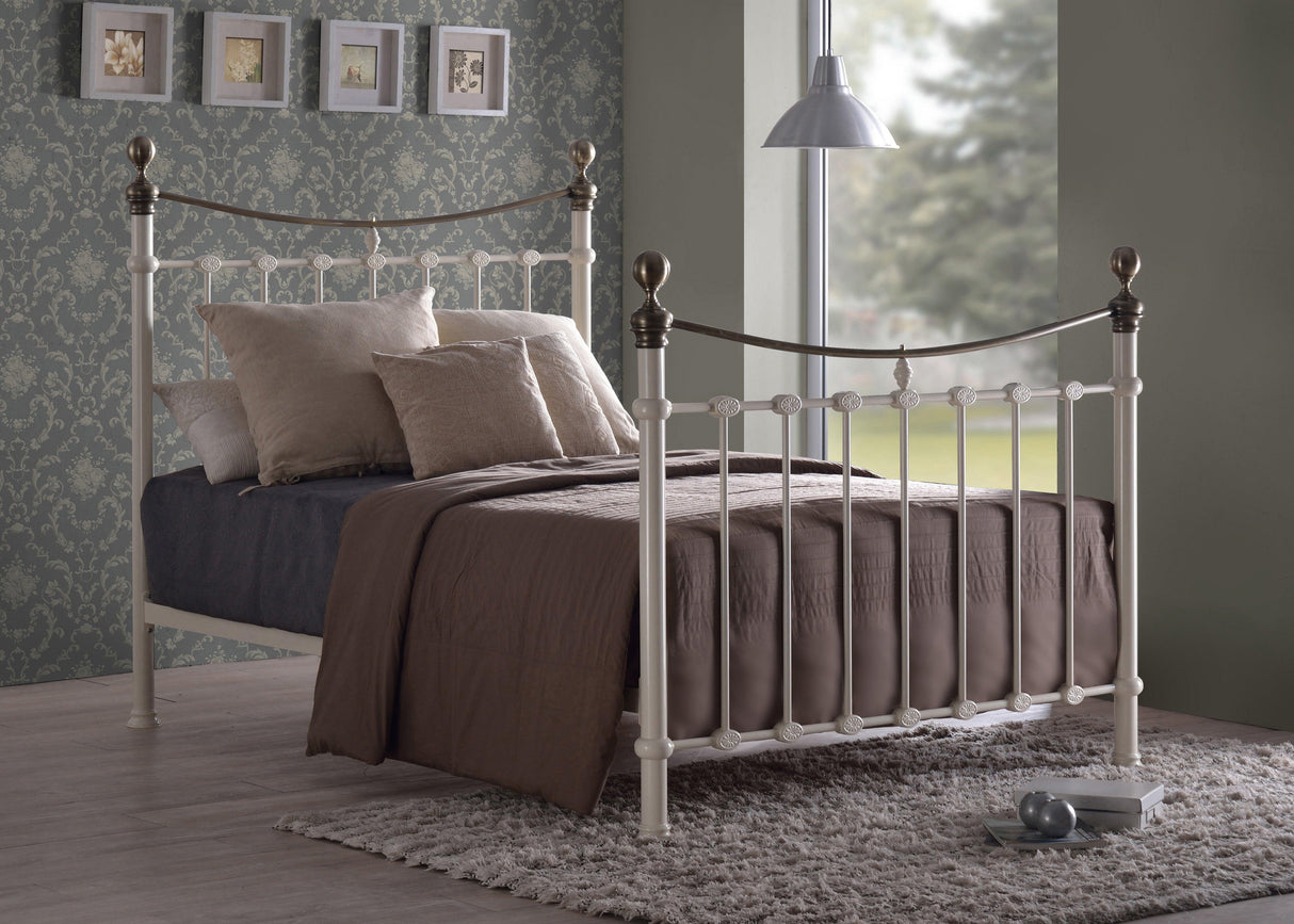Metal Bedframe - Finials and Top rail with enamelled finish