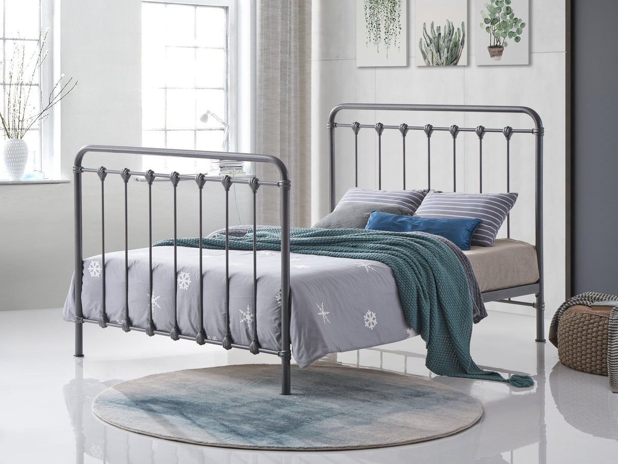 Metal Bedframe in silver and black finish - King Size 5ft